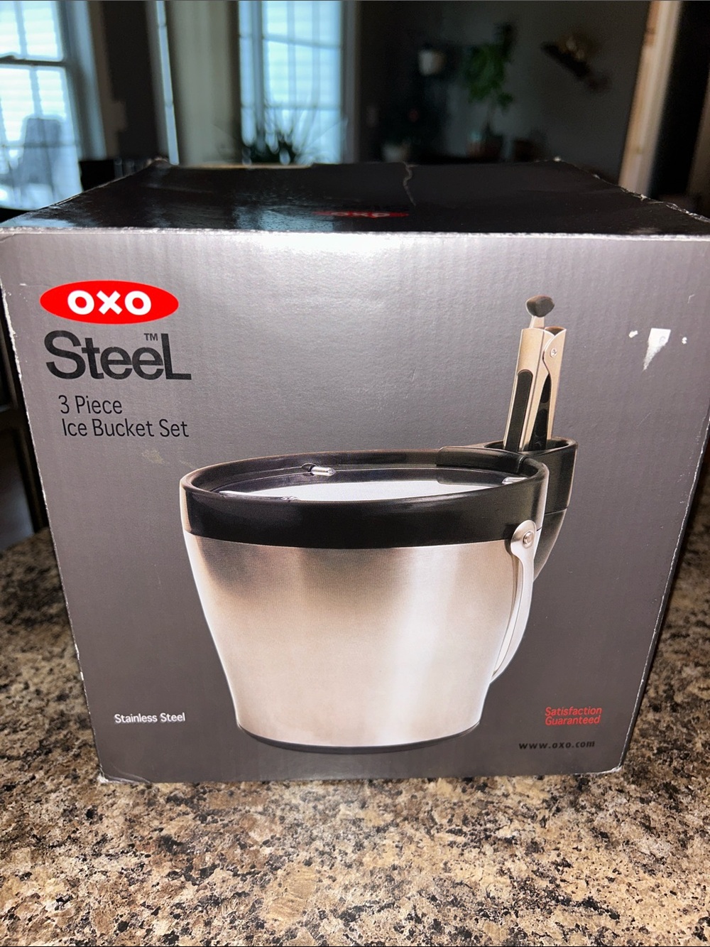 OXO Steel Stainless Ice Bucket Set in Black and Silver